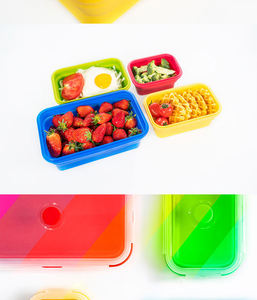 ชุดกล่องเก็บอาหารแบบพับได้ 4 ชิ้น ทำจากซิลิโคน ปลอดสาร BPA เหมาะสำหรับพกพาไปข้างนอก - Product Image 2