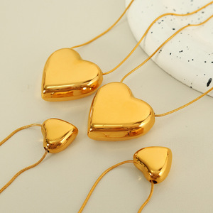 Heart Shaped Pendant <b>Necklace</b> 18k Gold Plated Large <b>Small</b> Size Unisex Everyday Wear Fine Jewelry - Product Image 2