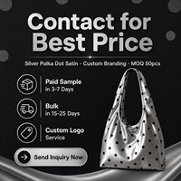 Sac fourre-tout en satin à pois pour femme, sac à bandoulière souple métallique avec plaque métallique vierge, conception personnalisée OEM