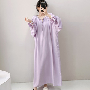 <span class=keywords><strong>Pigiama</strong></span> lungo da <span class=keywords><strong>donna</strong></span> camicie da notte in <span class=keywords><strong>viscosa</strong></span> in cotone a maniche lunghe taglie forti - Product Image 1