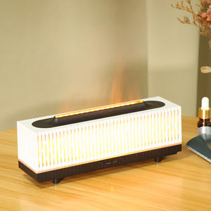 Nuevo humidificador difusor de aroma con diseño de llama 3D a rayas, 0.5L, con luz LED para uso en interiores y escritorio. - Product Image 1