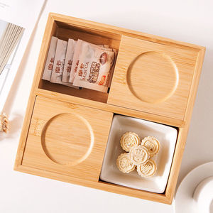 Boîte en bois de bambou de style japonais, rectangulaire, 5.5cm de haut, faite à la main pour l'emballage alimentaire, le stockage de bonbons et de pâtisseries - Product Image 1