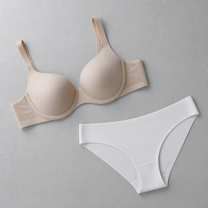 Ensemble de lingerie sans couture effet seconde peau rafraîchissant pour femme, une pièce, soutien-gorge et culotte découpés au laser, broderie, bonnet complet, avec armatures, respirant - Product Image 4