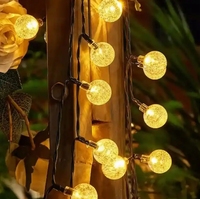 Guirlande lumineuse LED en acier inoxydable et plastique imperméable IP65 de 12 m, petites boules colorées, alimentée par piles, décorations de camping en plein air