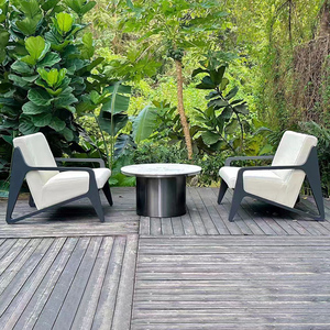 Modern Stainless Steel Outdoor Lounge <strong>Chair</strong>, Luxury Waterproof <strong>Garden</strong> Armchair, Patio Sofa with Table for Balcony <strong>UK</strong> Australia - Product Image 2