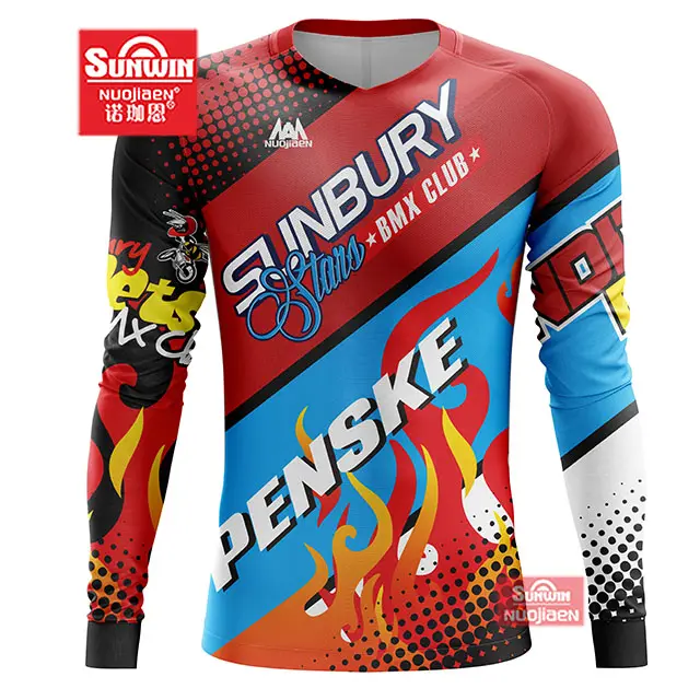 2019 wholesale custom BMX Shirts sublimation printing colors 3/4 arm sleeve BMX jerseys, Motocross jersey