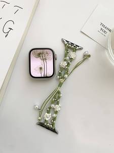 <span class=keywords><strong>Correa</strong></span> de <span class=keywords><strong>reloj</strong></span> trenzada estilo loto chino compatible con Apple Watch 38 40 41 42 44 45 49mm, <span class=keywords><strong>correa</strong></span> de cuentas hecha a mano para mujer - Product Image 2