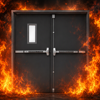 Porte coupe-feu en acier certifiée UL, simple ou double battant, style moderne, porte extérieure pour bâtiments commerciaux