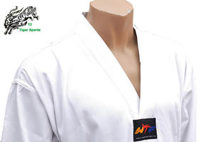 WTF Kimono de Taekwondo blanc à col en V, matière côtelée, vêtements d'<span class=keywords><strong>arts</strong></span> martiaux - Product Image 2
