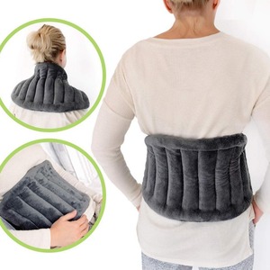 Almohada térmica larga con correa para el hombro y cinturón para la cintura, apta para microondas, para masajes y alivio del dolor, color gris, tamaño personalizable - Product Image 1