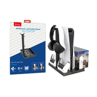 Support de refroidissement multifonction universel avec support de stockage de disques pour PS5, station de charge double siège, rangement de casque HBP-271