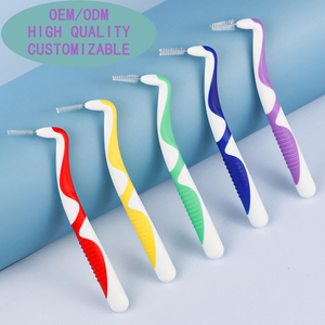 Spazzole interdentali personalizzate con manico bicolore morbido materiale PP PE stuzzicadenti a forma di spazzola interdentale - Product Image 1