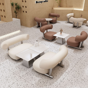 Ensemble de meubles de restaurant moderne en bois massif : canapé, fauteuils de <span class=keywords><strong>salon</strong></span>, tables et chaises de salle à manger pour la maison, le bar, l'hôtel, l'école - Product Image 5