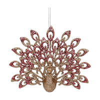 Décorations de Noël en forme de paon de 6,3 pouces, lot de 6 ornements de Noël en forme de paon de couleur
