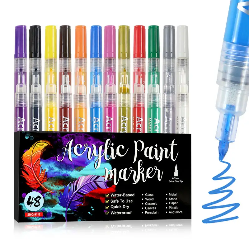 Best Selling Drawing Graffiti Acrylic Paint Marker Pen Permanent Ink Color Brush Markers Set Art Acrylic Marker Pens