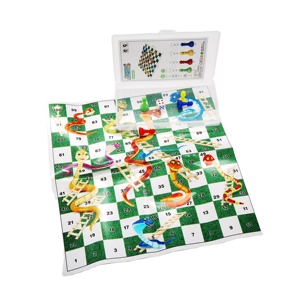 Plateau de jeu d'échecs pliable en plastique portable, jeu des serpents et des échelles pour enfants, vente en gros directe usine - Product Image 1