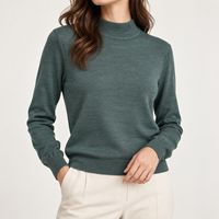 Pull en Laine Pure Premium pour Femme à Col Montant, Coupe Slim, Idéal pour la Mode Urbaine - Expédition en Gros