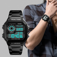Montre chronographe de luxe pour homme Skmei Royale modèle 1335, résistante à l'eau, bracelet en acier inoxydable lumineux, affichage numérique
