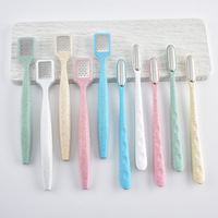 Kit de pédicure en acier inoxydable avec manche en paille de blé, comprenant lime à pieds, râpe à callosités, lime à peaux mortes et lime à ongles, pour le soin des pieds
