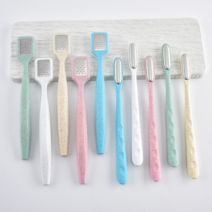 Kit de pédicure en acier inoxydable avec manche en paille de blé, comprenant lime à pieds, râpe à callosités, lime à peaux mortes et lime à ongles, pour le soin des pieds - Product Image 1