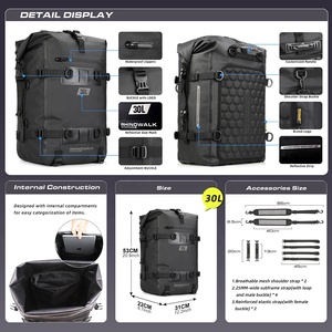 Sac à dos <span class=keywords><strong>de</strong></span> <span class=keywords><strong>moto</strong></span> Rhinowalk 30L, imperméable, sacoche <span class=keywords><strong>de</strong></span> <span class=keywords><strong>selle</strong></span> arrière pour <span class=keywords><strong>moto</strong></span>, sacoche latérale pour les aventures longue distance - Product Image 4