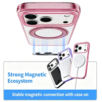 Étui de protection transparent antichoc en TPU+PC avec support magnétique rotatif à 360° pour iPhone 18 Pro Max