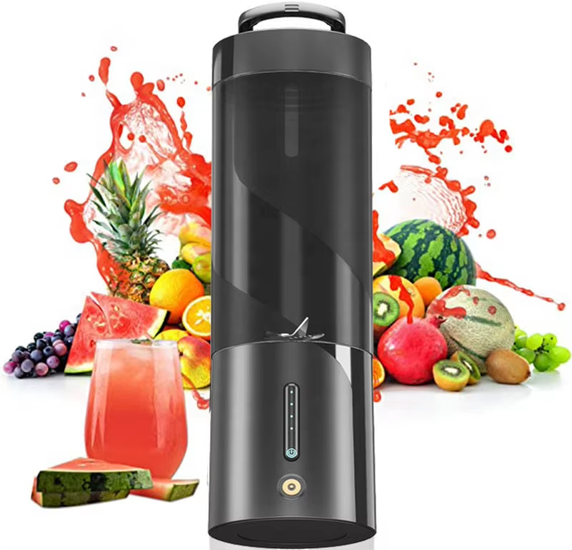 Portable Electric Fruit Juice Blender Machine Black Color Battery Rechargeable Mini USB 450ML Capacity for Car Use