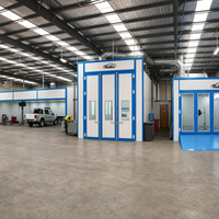 Cabine de peinture automobile RuiBo, cabine de peinture multi-stations, portes pliantes, porte vitrée, cadre bleu