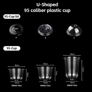 Vaso Transparente Desechable de PET de Grado Alimenticio, Grueso, en Forma de U de 89 mm, con Tapa y Logotipo, para Té con Leche, Café, Jugos y Bebidas Frías, Venta al Por Mayor - Product Image 6