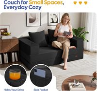 Canapé-lit futon 4-en-1 convertible modulaire extensible pliable sans armature sans accoudoirs pour salon petit canapé pliant capitonné au sol