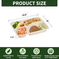 Assiettes en papier compostables robustes en fibre de canne à sucre, compartimentées, compatibles micro-ondes, pour la préparation des repas