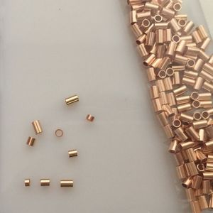 Cuentas de crimpado GP, tubo final, cadenas de joyería permanentes, conector DIY, espaciador de cuentas de crimpado de tubo de corte recto relleno de oro rosa de <span class=keywords><strong>14K</strong></span> - Product Image 4