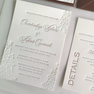 Invitación <span class=keywords><strong>de</strong></span> Boda Elegante y Minimalista con Grabado en Relieve, Impresa con Letterpress, para Ceremonia <span class=keywords><strong>de</strong></span> Boda Sencilla, Despedida <span class=keywords><strong>de</strong></span> Soltera, Fiesta <span class=keywords><strong>de</strong></span> Compromiso o Evento - Product Image 2