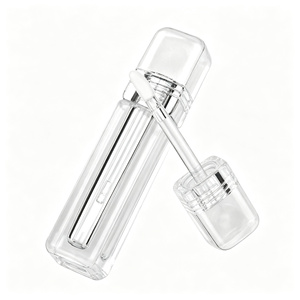Tube carré transparent mini pour brillant à lèvres avec bouchon à vis en plastique, 3 ml, étiquettes OEM personnalisées - Product Image 1