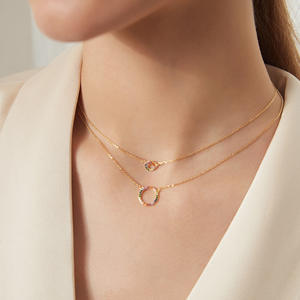 Collier pour femme en argent sterling S925, collier pendentif rond coloré à double couche en deux parties, bijoux exquis - Product Image 4