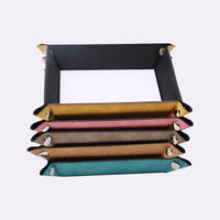 Plateau de rangement pliable en cuir PU vierge pour sublimation, design carré classique, pour salon individuel, vente en gros personnalisée