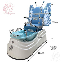 Chaise de pédicure pour enfants en cuir rose de luxe avec bassin pour les pieds pour salon de manucure, équipement de beauté