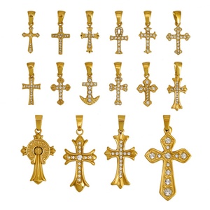 Collar Religioso de Acero Inoxidable con Colgante de Cadena, Cruz de Oro Sólido de 14K y 21K con Diamantes de Laboratorio, para Hombre y Mujer - Product Image 3