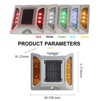 Borne de signalisation routière solaire LED en aluminium, carrée, réfléchissante, automatique, type œil de chat, à lumière constante ou clignotante, pour bord de route