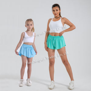 Short fluide pour parents et enfants avec doublure en spandex, jupe papillon 2 en 1 pour jeunes, adaptée au fitness, à la course et au sport - Product Image 2