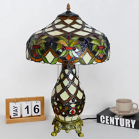   Lampu Meja Dekorasi Seni Retro Amerika Asia Tenggara untuk Bar Ruang Tamu, Lampu Meja Kaca Berwarna Buatan Tangan