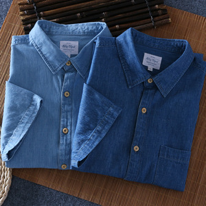Polo da <span class=keywords><strong>uomo</strong></span> estiva 2024 oversize in denim casual 100% cotone <span class=keywords><strong>a</strong></span> maniche corte taglie forti - Product Image 5