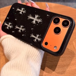 Funda de teléfono de resina epoxi transparente con cruz de diamantes de moda para iPhone 11 12 13 14 15 16 17 Pro Max, cubierta trasera negra - Product Image 5