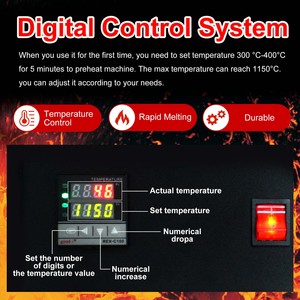 Mini horno de fusión de oro digital de 1/2/3kg 2000F, estaño, plata, cobre, aluminio con crisol de grafito - Product Image 6