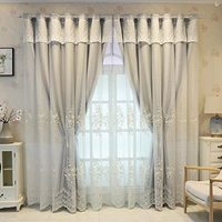 Rideaux Voilages de Luxe Brodés de Haute Qualité, Motifs Floraux Européens Personnalisés, en Tissu Polyester et Lin, avec Œillets en Dentelle, Occultants pour Chambre à Coucher