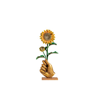 Adorno de Girasol de Latón Tong Jin Sui Yue, Figura Metálica Chapada en Oro, Decoración para el Hogar, Regalo - Product Image 5
