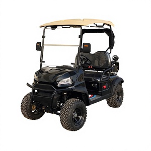 Carrito de <span class=keywords><strong>Golf</strong></span> Eléctrico Negro de Cuatro Ruedas, Vehículo Turístico de 4 Plazas, Carrito Utilitario de Baja Velocidad con Toldo Blanco - Product Image 1