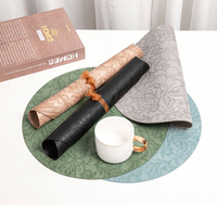 Runde Leder-Tischsets mit Blumenmuster, Ölresistent und Auslaufsicher, für Innenräume, Partys und Täglichen Gebrauch, Großhandelsangebot