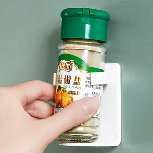 Kitchen Adhesive Spice Gripper Wall Mounted Seasoning Jar Rack Cabinet Door Spice Rack Organizer