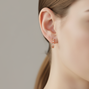 Pendientes de Alta Calidad al por Mayor, Joyería Fina, Estilo Antiguo, Oro Rosa Sólido de 18K, Pendientes de Aro con Diamantes Naturales Reales - Product Image 1